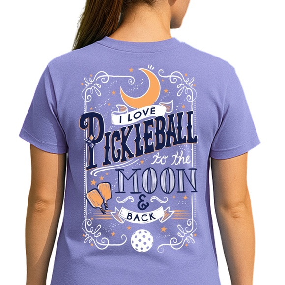 I Love Pickleball to the Moon and Back Shirt, Celestial Pickleball Graphic Tee - Picture 1 of 4